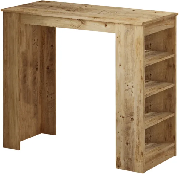 NORDVÄRK ST1 barbord, m. 3 hyller - natur melamin (120x51,6)