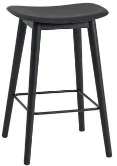 Muuto Fiber Barstol med Trebase Sort/Sort H66 cm