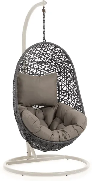 Florina, Utendørs hengestol, grå/hvit, rattan
