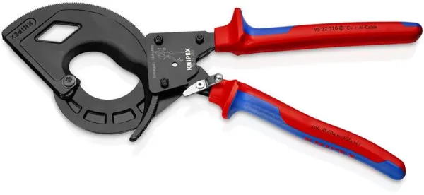 Knipex kabelkutter (skralleprinsipp, 3-trinns) svart atramentert, med flerkomponentshåndtak 320 mm