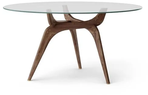 Brdr. Krüger TRIIIO Spisebord Ø135 Valnøtt Oljet/Klart Glass