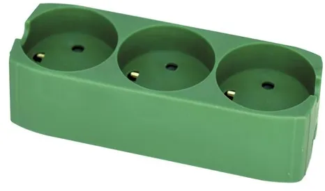 Gripo Grenuttak med 3 uttak og jord, Grønn