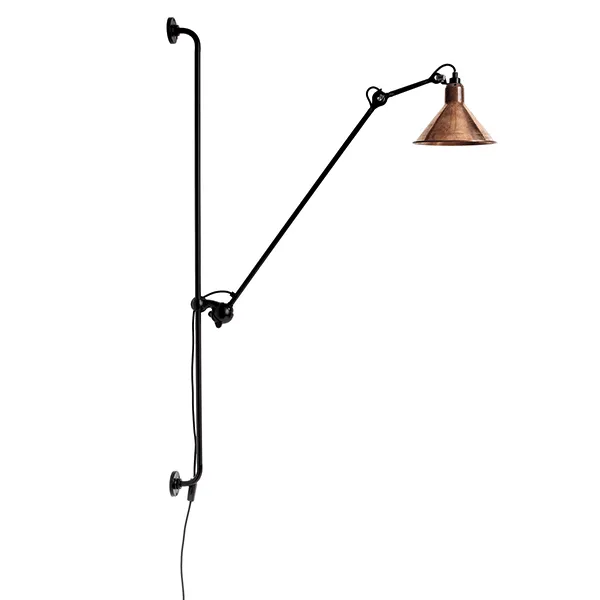 Lampe Gras N214 Vegglampe Matt Sort/Rå Kobber